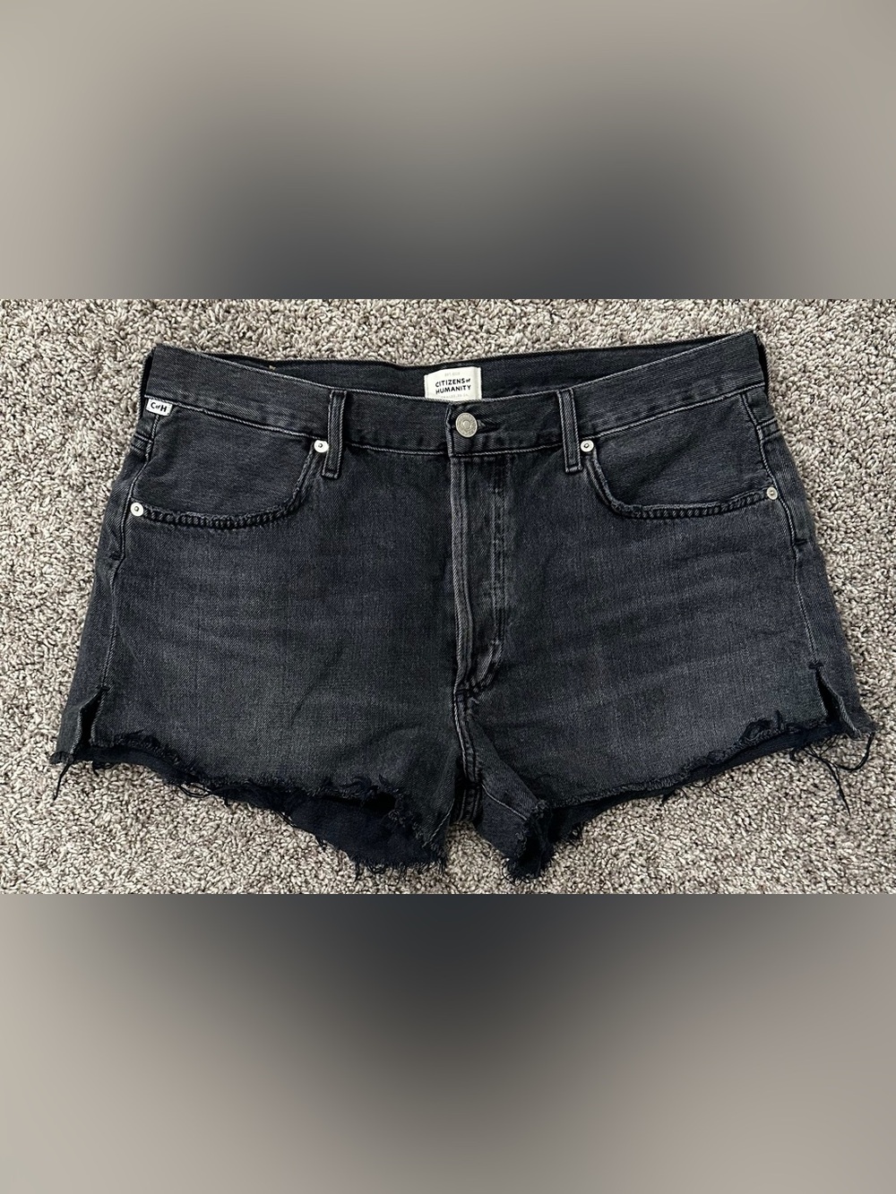 Citizens of Humanity Annabelle Cut Off Jean Shorts Black High Rise 100% Cotton
